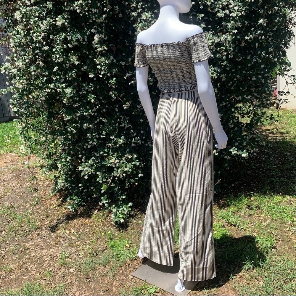 💋NWT Show Me Your Mumu BoHo Crop Top High Rise Striped Puddle Leg Pant Set - Picture 8 of 14